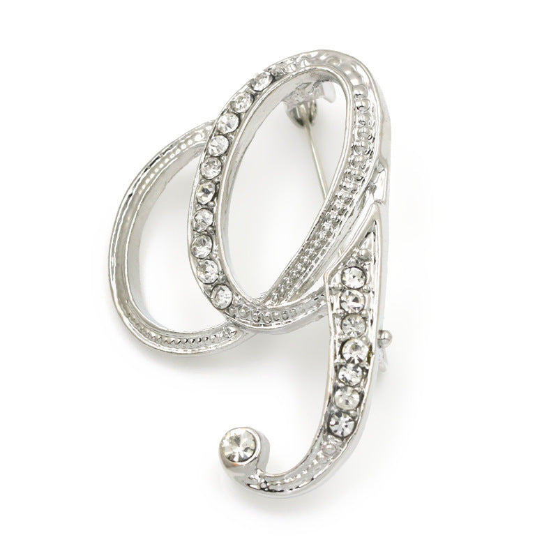 Fashion English Letter Brooch Diamond Alloy Corsage Brooches