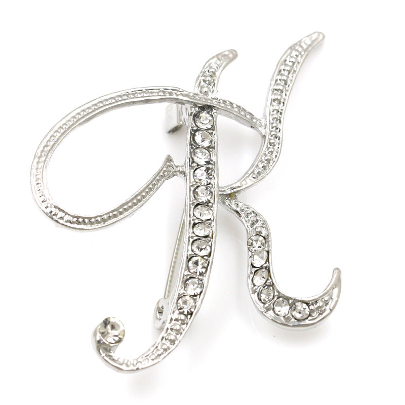 Fashion English Letter Brooch Diamond Alloy Corsage Brooches