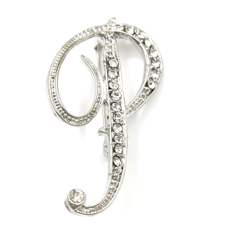 Fashion English Letter Brooch Diamond Alloy Corsage Brooches