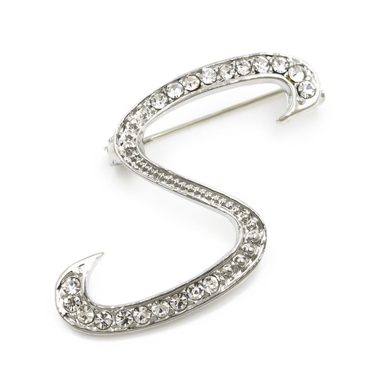 Fashion English Letter Brooch Diamond Alloy Corsage Brooches