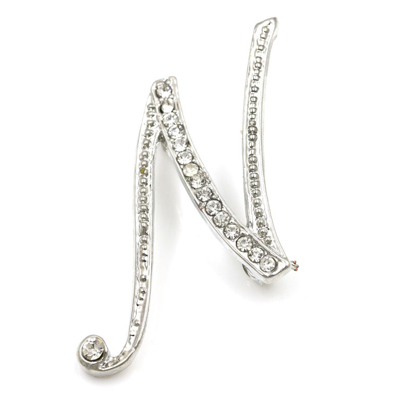 Fashion English Letter Brooch Diamond Alloy Corsage Brooches