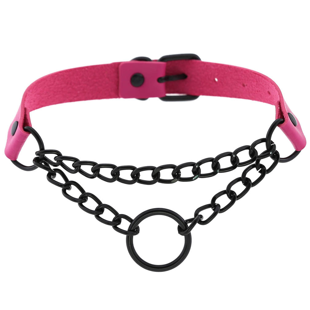 Punk Leather Neckband Street Shot Black Chain Neck Rings