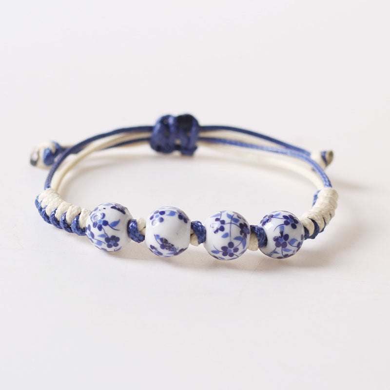 Ceramic Woven Ancient Style Adult Female Blue Bracelet