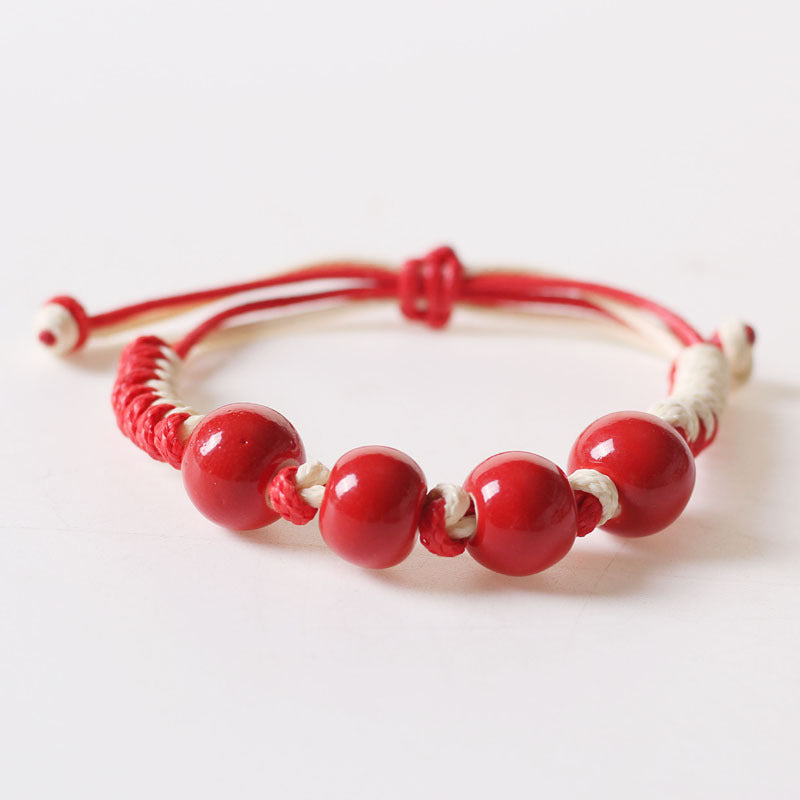 Ceramic Woven Ancient Style Adult Female Blue Bracelet