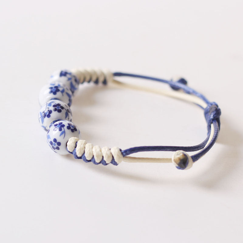 Ceramic Woven Ancient Style Adult Female Blue Bracelet