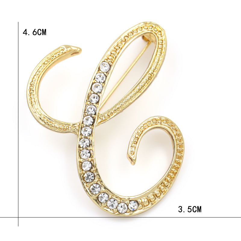 Fashion English Letter Brooch Diamond Alloy Corsage Brooches