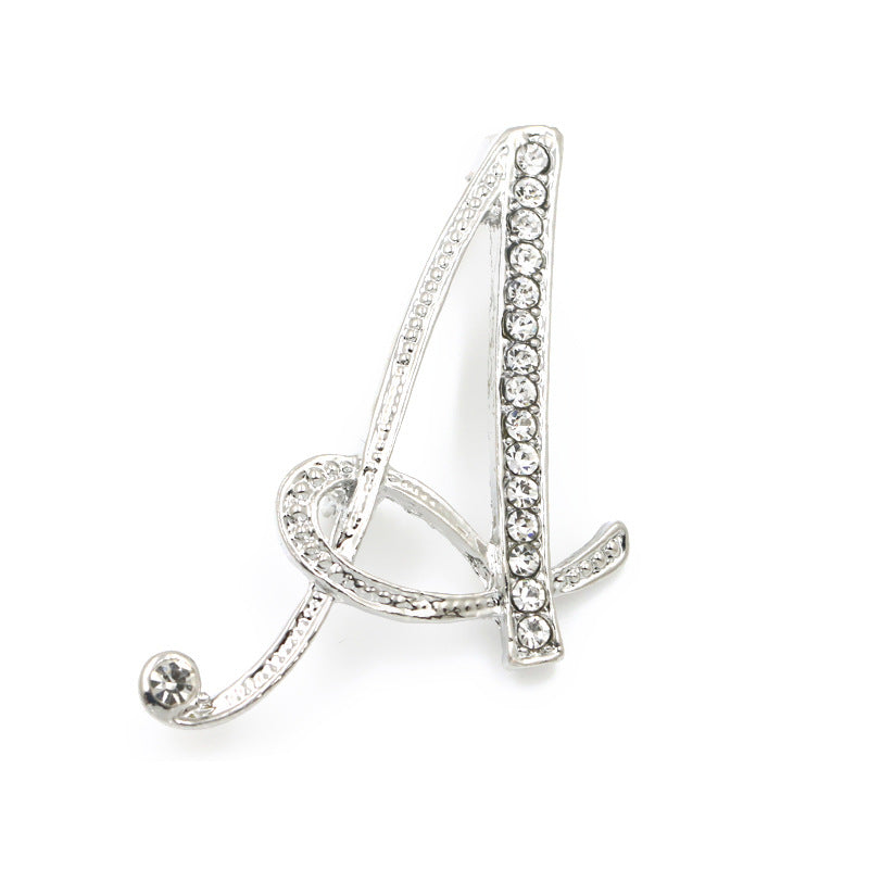 Fashion English Letter Brooch Diamond Alloy Corsage Brooches