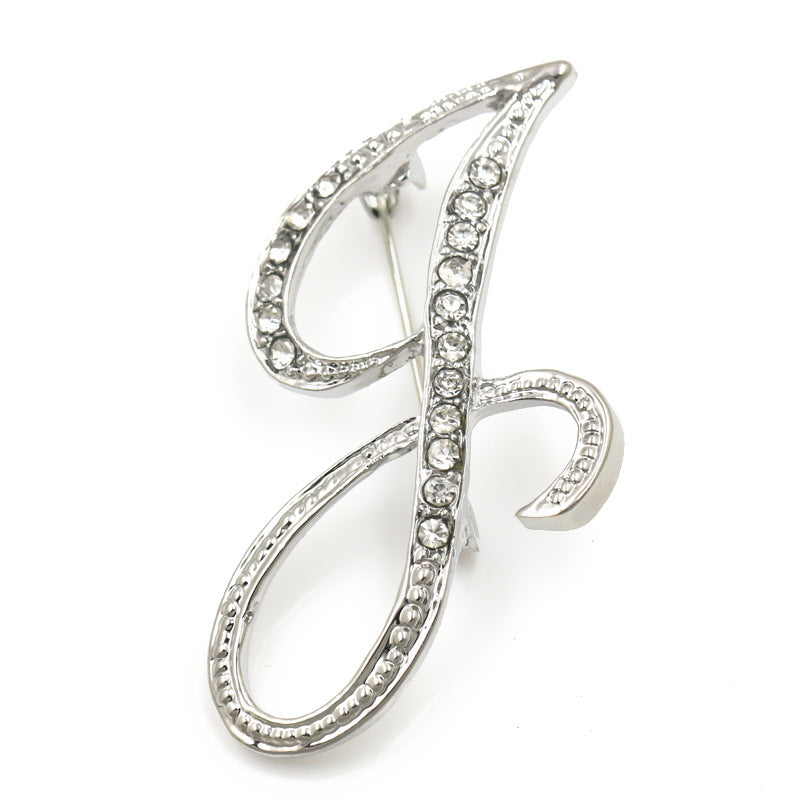 Fashion English Letter Brooch Diamond Alloy Corsage Brooches