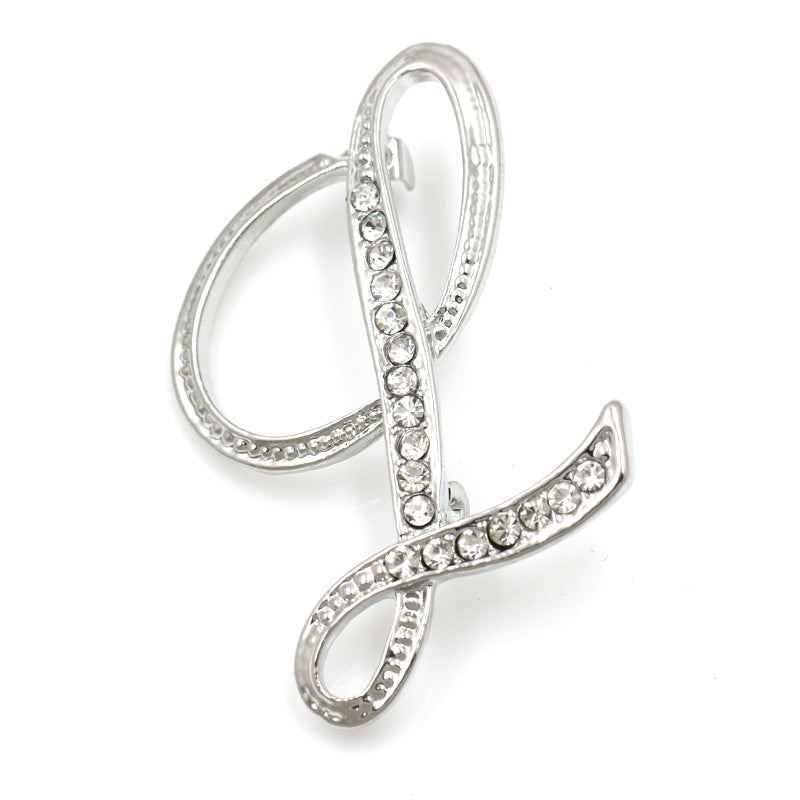 Fashion English Letter Brooch Diamond Alloy Corsage Brooches