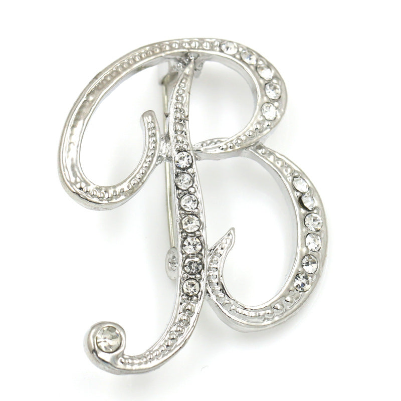 Fashion English Letter Brooch Diamond Alloy Corsage Brooches
