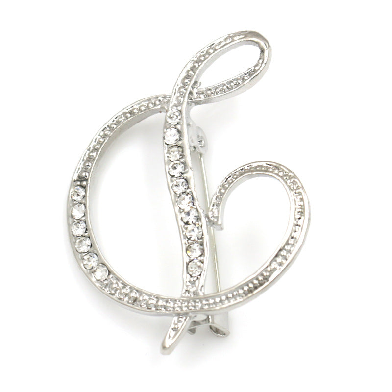 Fashion English Letter Brooch Diamond Alloy Corsage Brooches