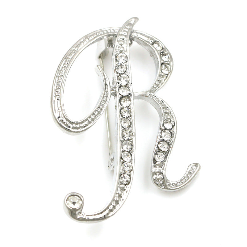 Fashion English Letter Brooch Diamond Alloy Corsage Brooches