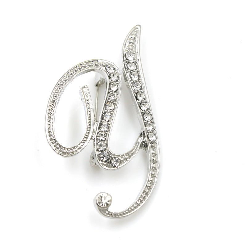 Fashion English Letter Brooch Diamond Alloy Corsage Brooches