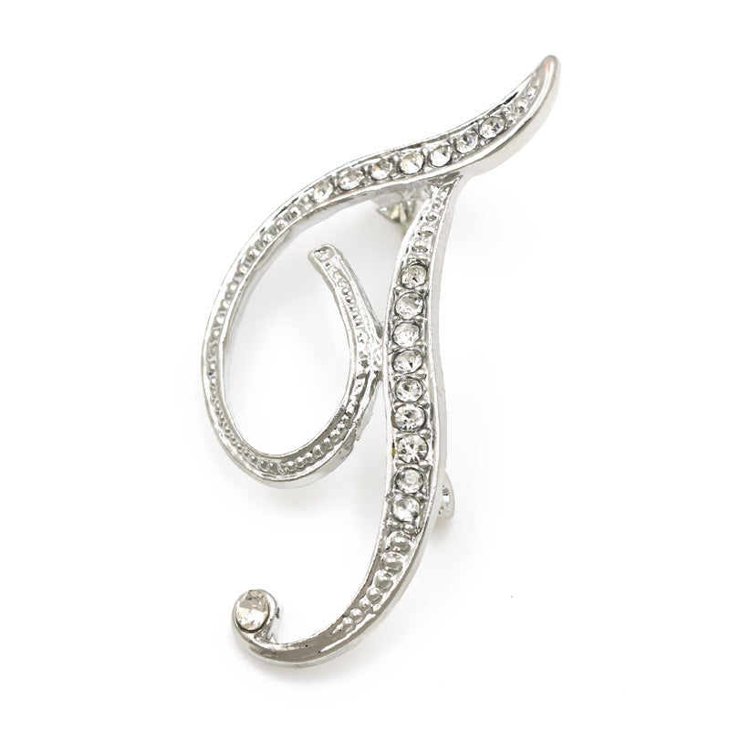 Fashion English Letter Brooch Diamond Alloy Corsage Brooches