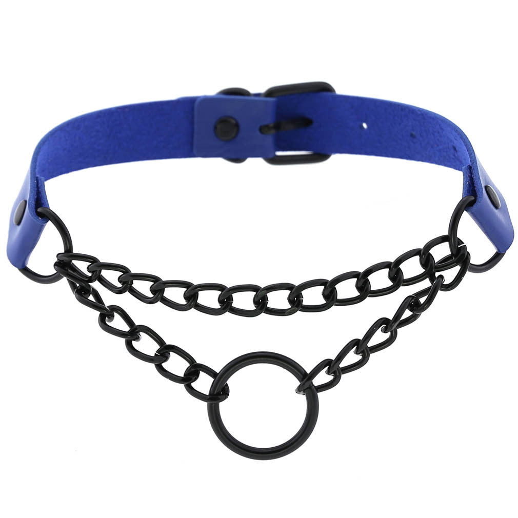 Punk Leather Neckband Street Shot Black Chain Neck Rings