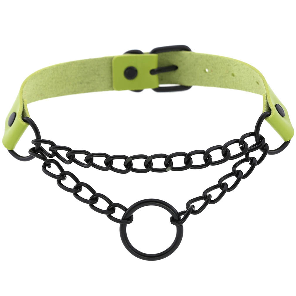 Punk Leather Neckband Street Shot Black Chain Neck Rings