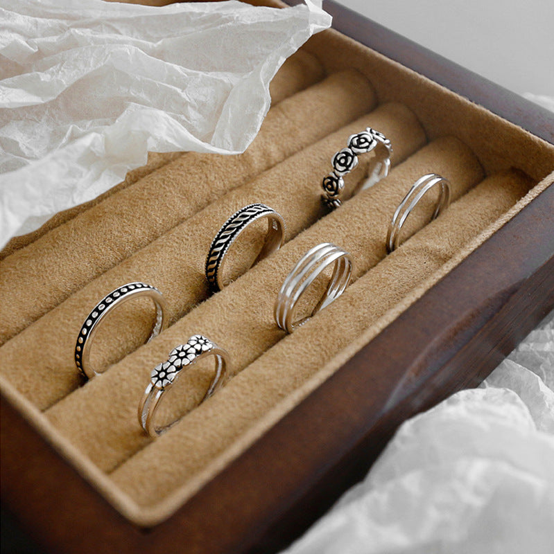 Sterling Sier Retro Personality Set Opening Rings