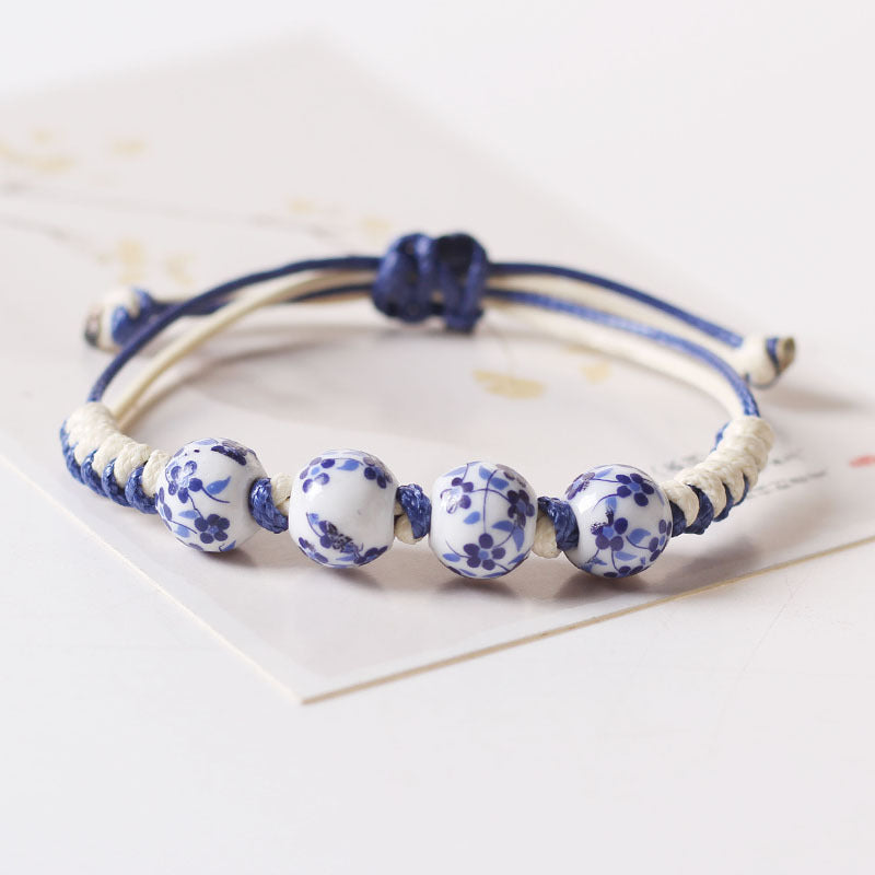 Ceramic Woven Ancient Style Adult Female Blue Bracelet