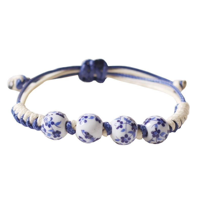 Ceramic Woven Ancient Style Adult Female Blue Bracelet