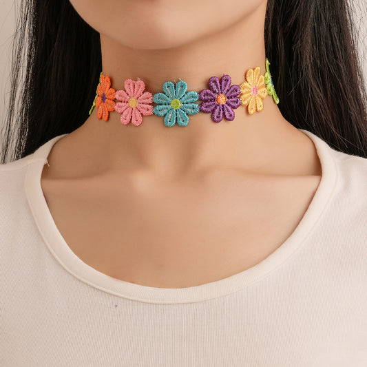 Women's Elegant Colorful Flower Fashion Fashionmonger Small Necklaces