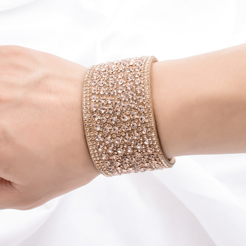 Casual Women's Fashion Flannel Buckle Wide Bracelets