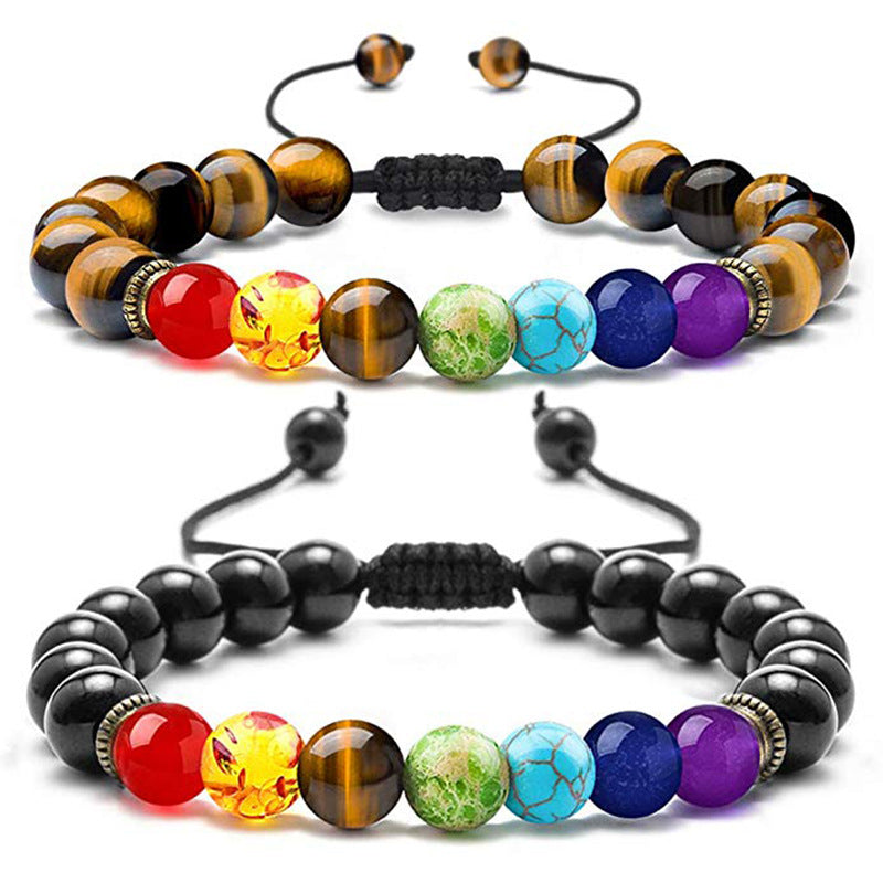 Volcanic Rock Colorful Natural Stone Beads Brace Bracelet