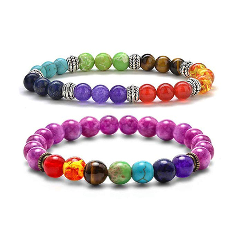 Volcanic Rock Colorful Natural Stone Beads Brace Bracelet