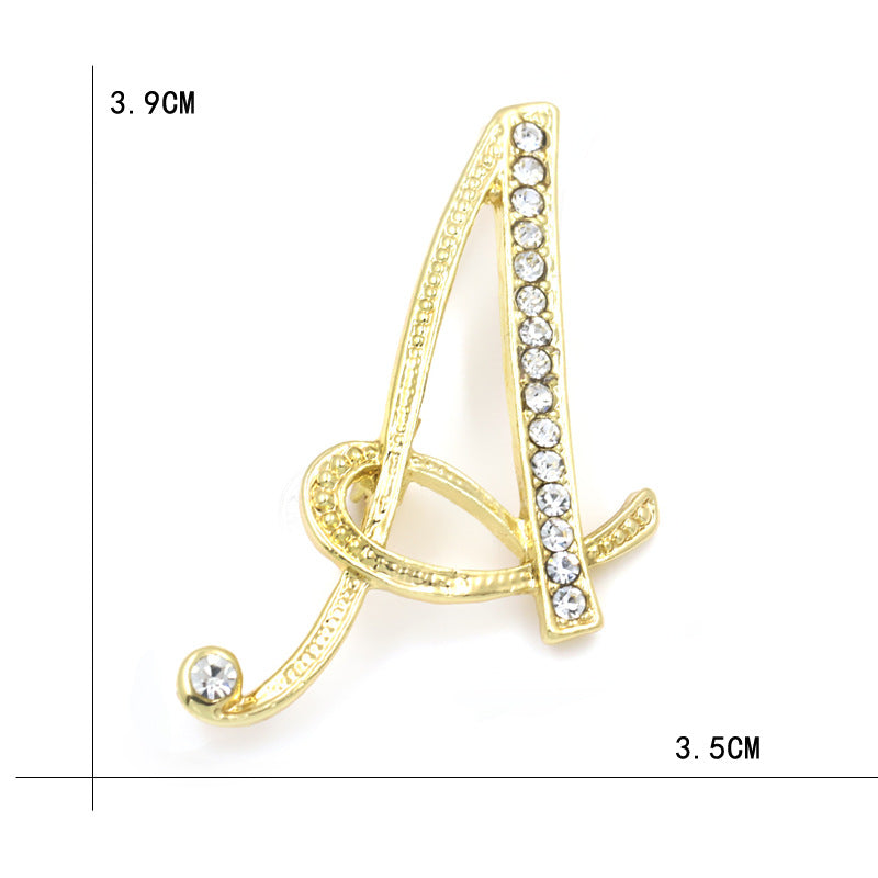 Fashion English Letter Brooch Diamond Alloy Corsage Brooches
