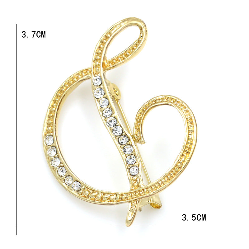 Fashion English Letter Brooch Diamond Alloy Corsage Brooches