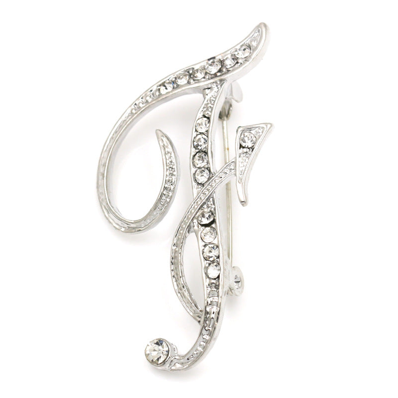 Fashion English Letter Brooch Diamond Alloy Corsage Brooches