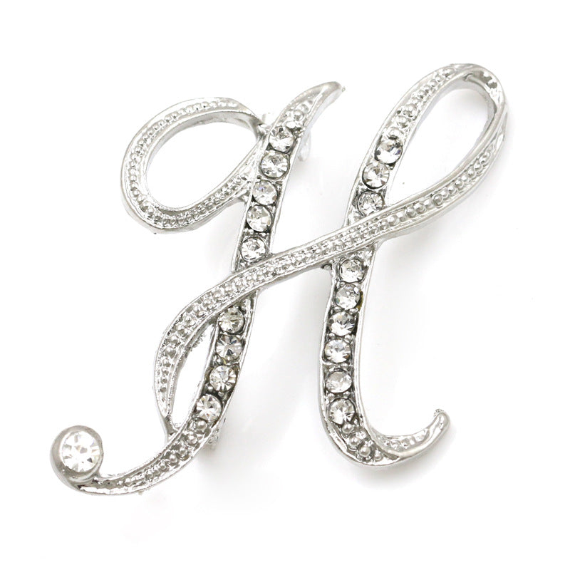 Fashion English Letter Brooch Diamond Alloy Corsage Brooches