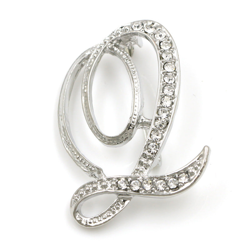 Fashion English Letter Brooch Diamond Alloy Corsage Brooches