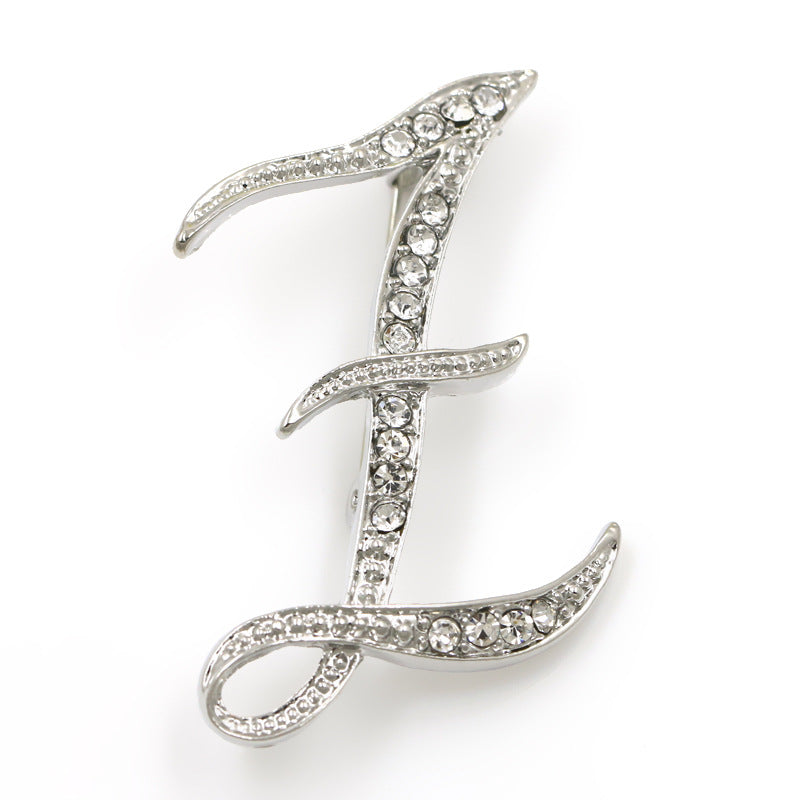 Fashion English Letter Brooch Diamond Alloy Corsage Brooches