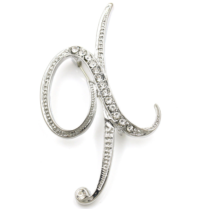 Fashion English Letter Brooch Diamond Alloy Corsage Brooches