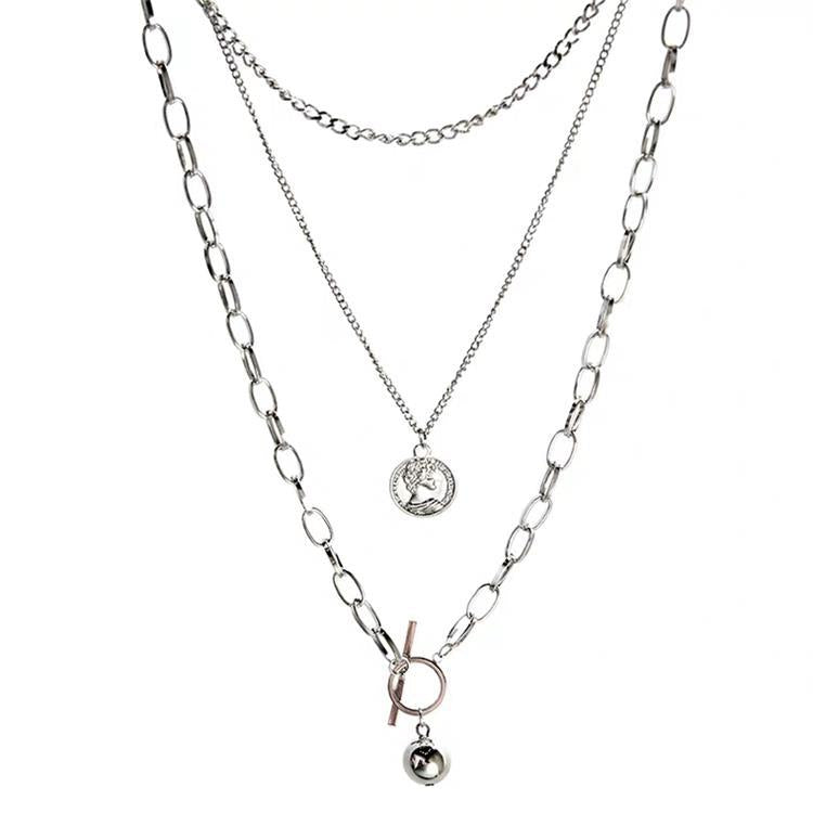 Style Hip Hop Fashion Metal Coin Beads Necklace