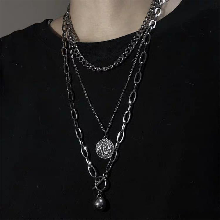 Style Hip Hop Fashion Metal Coin Beads Necklace