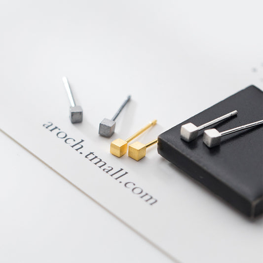Mini Brushed Square Female Korean Style Fresh Sweet Earrings
