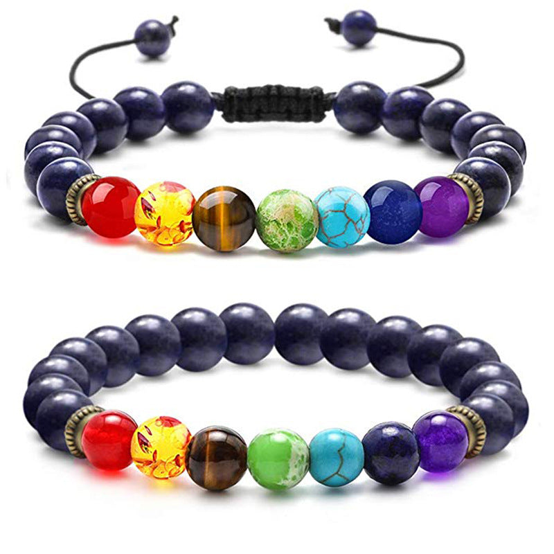 Volcanic Rock Colorful Natural Stone Beads Brace Bracelet