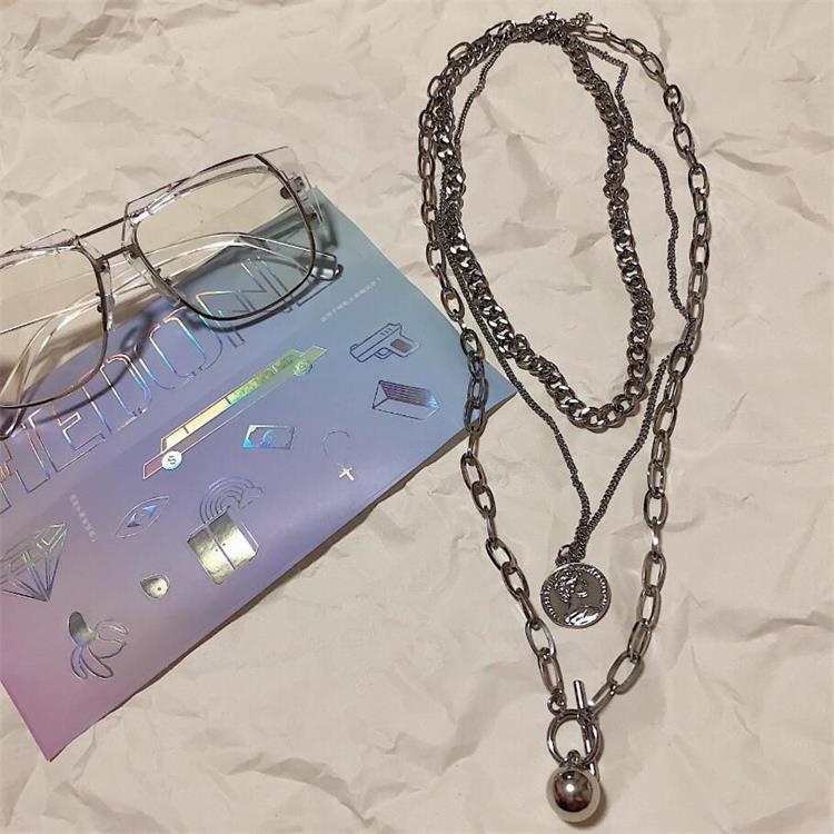 Style Hip Hop Fashion Metal Coin Beads Necklace