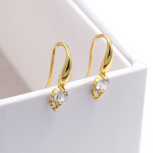 Pearl Gold Inlaid Zircon Eardrop Frame Earrings