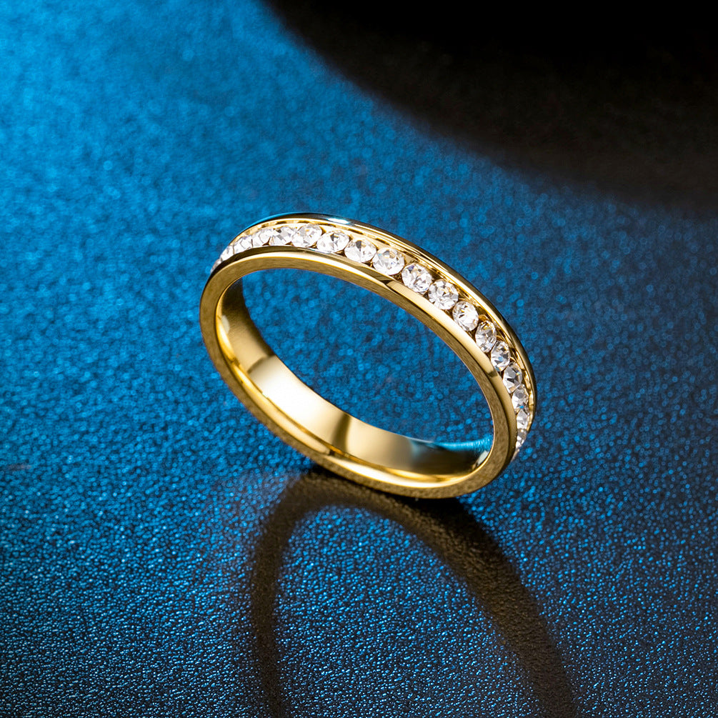 Women's Simple Fashion Diamond Gold-plated Light Luxury High-grade Ring