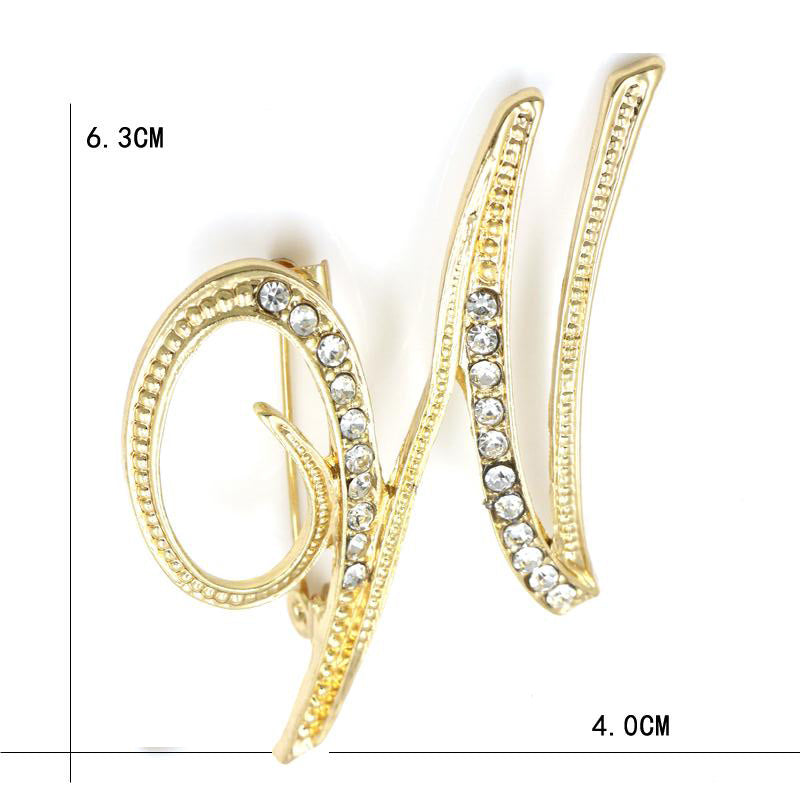 Fashion English Letter Brooch Diamond Alloy Corsage Brooches