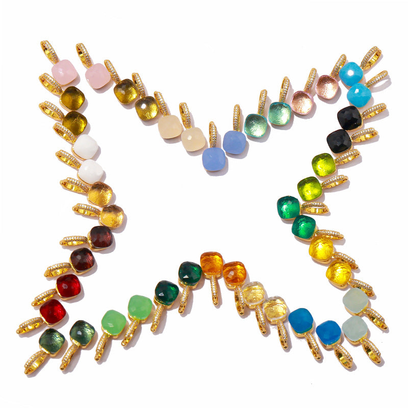 Rhinestone Korean Style Cold Candy Color Geometric Stud Earrings