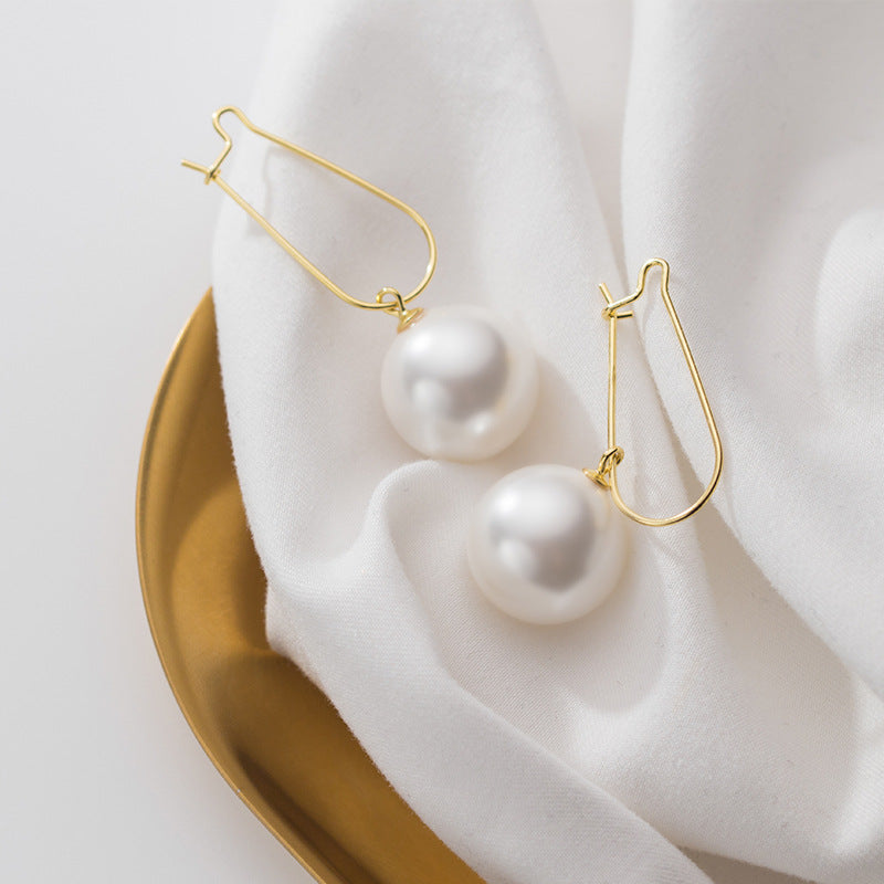 Women's Lodge Sier Korean Style Sweet Shell Pearls Synthetic Earrings