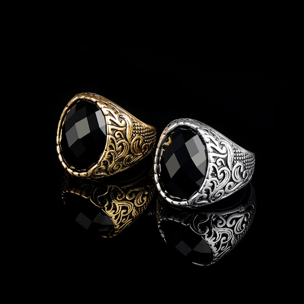 Men's Retro Big Gem Domineering Exquisite Totem Rings