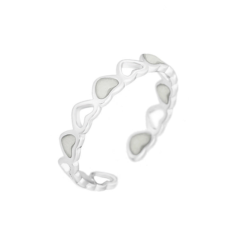 Out Love Heart-shaped Adjustable Luminous Thin Ring