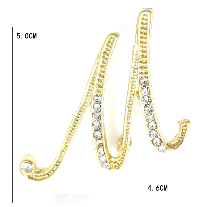 Fashion English Letter Brooch Diamond Alloy Corsage Brooches