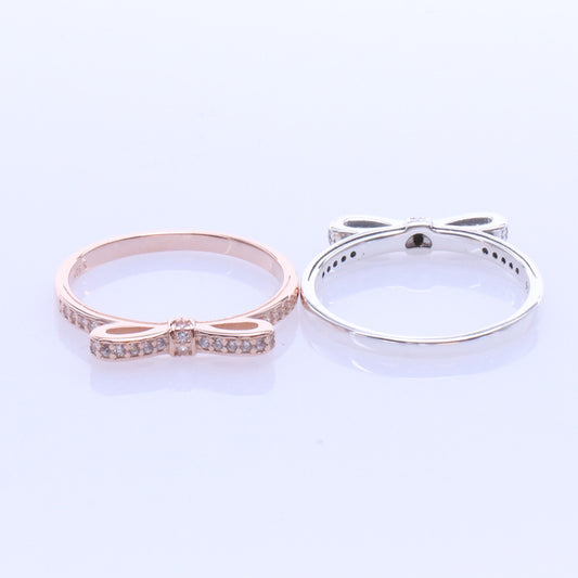 White Copper Sier Plated Bow Creative Rings