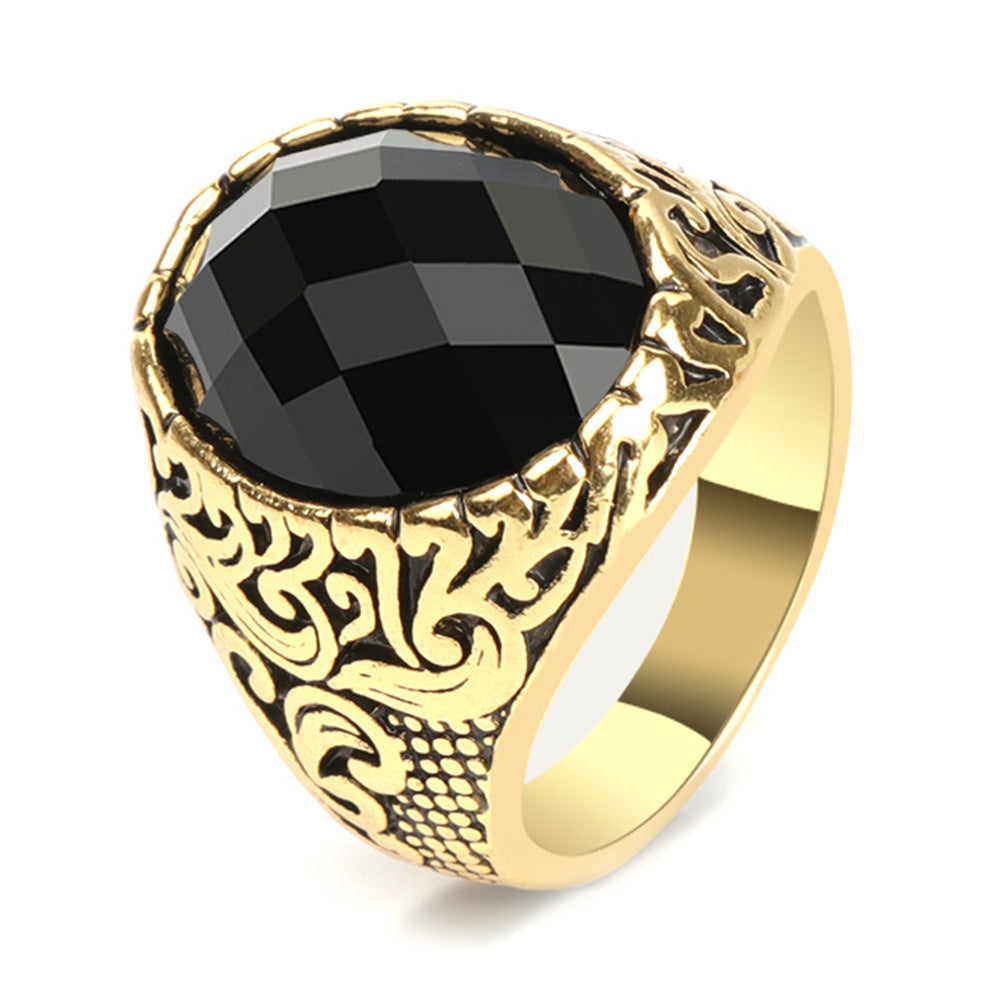 Men's Retro Big Gem Domineering Exquisite Totem Rings