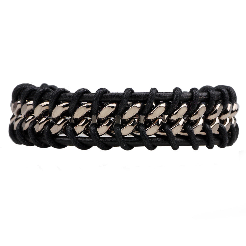 Men's Genuine Leather Personalized Popular Fashion Chain Bracelet